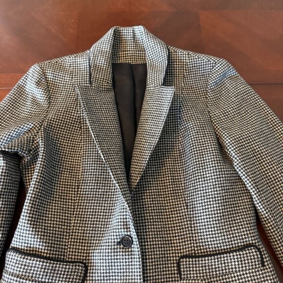 vtg Allen Bernard LTD Houndstooth Wool womens Blazer Jacket Black White  Wool - Picture 5 of 9